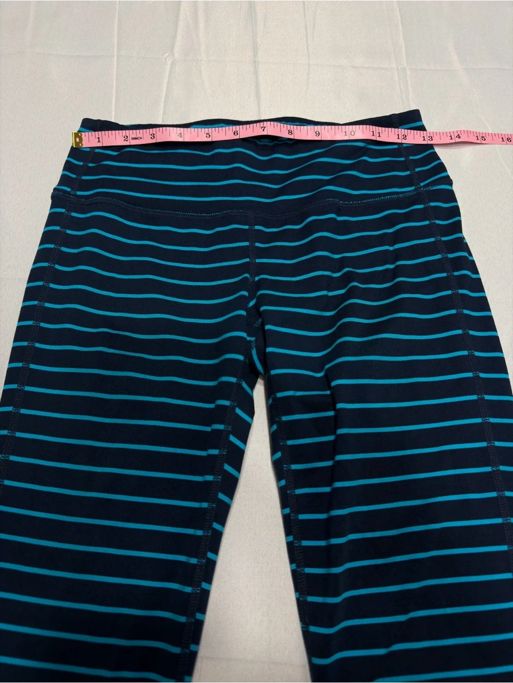 Athleta Capri Leggings Small Navy Flash Blue Stripe Yoga